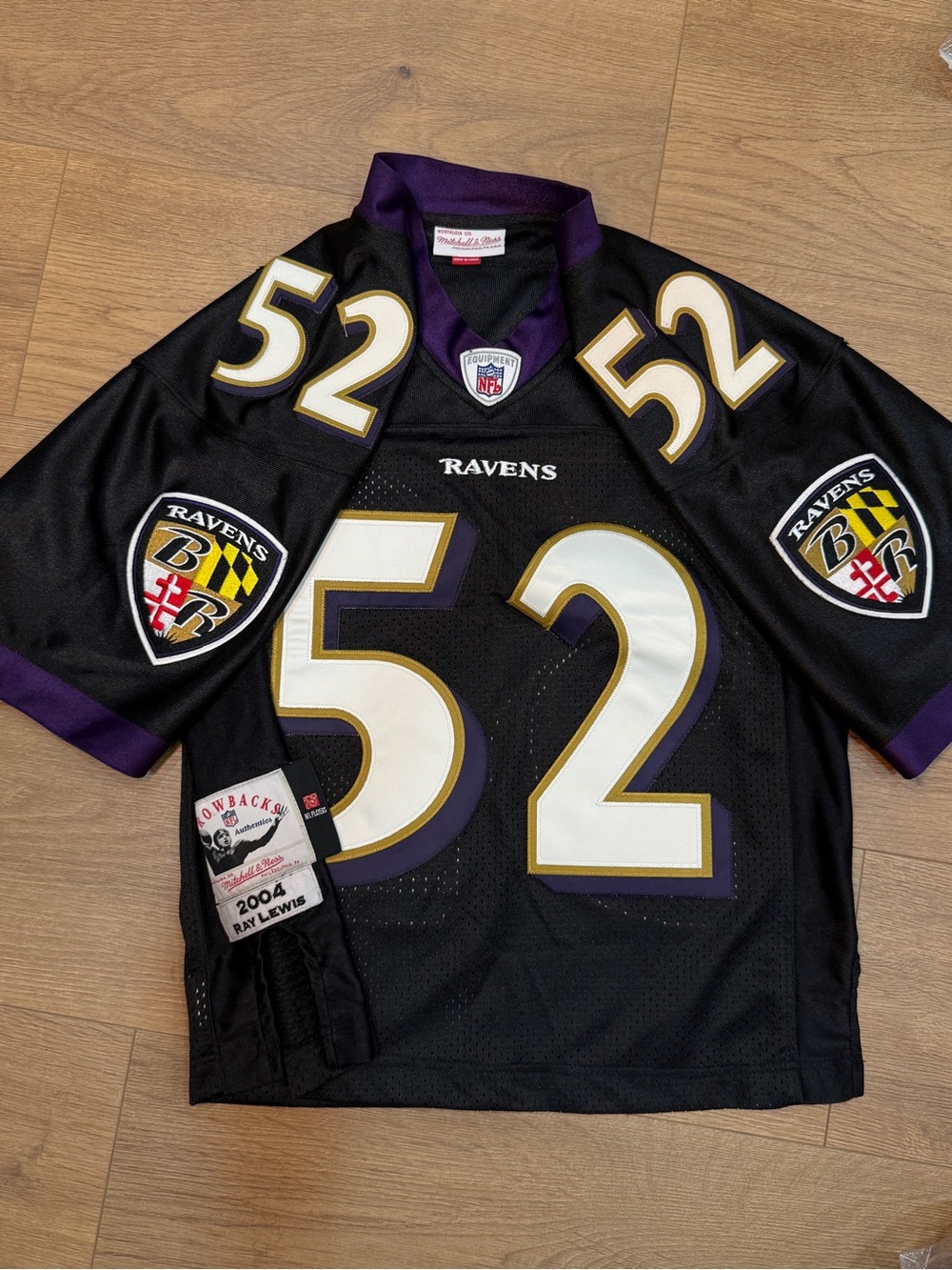 Mitchell & Ness Baltimore Ravens #52 Black/Purple/Gold Kids Jersey